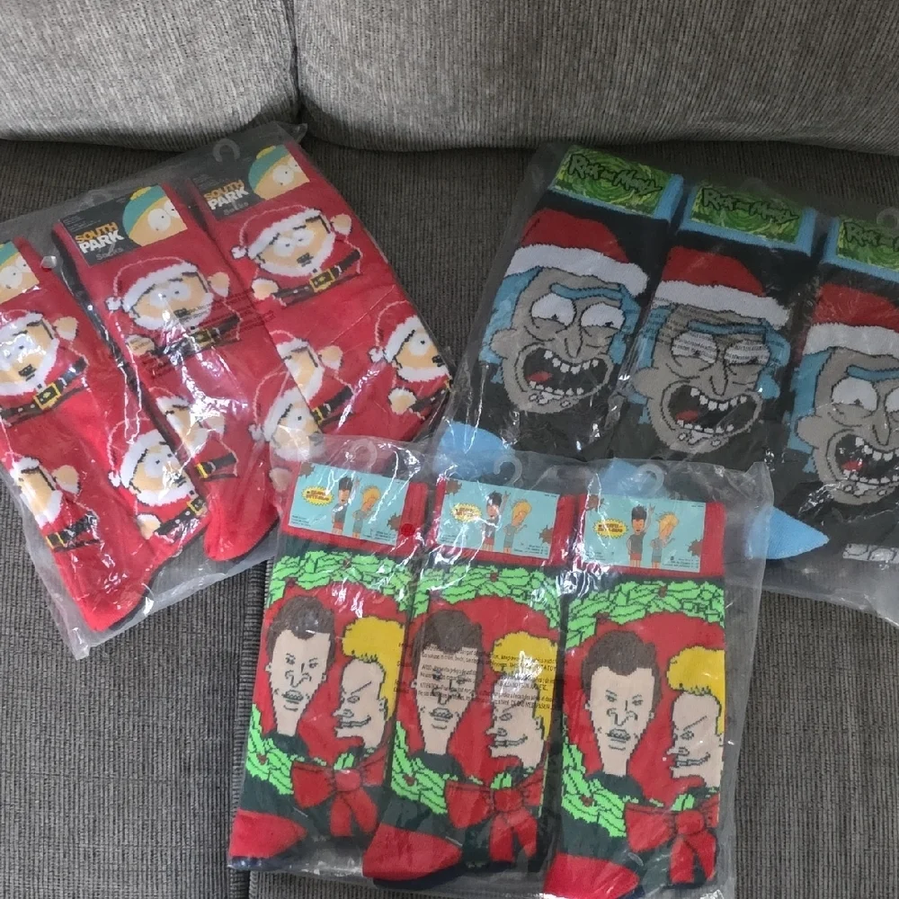 Mens Cartoon Character Socks Set, 3 Packs Of 6, 18 Total, New, Shoe Size 6-12.